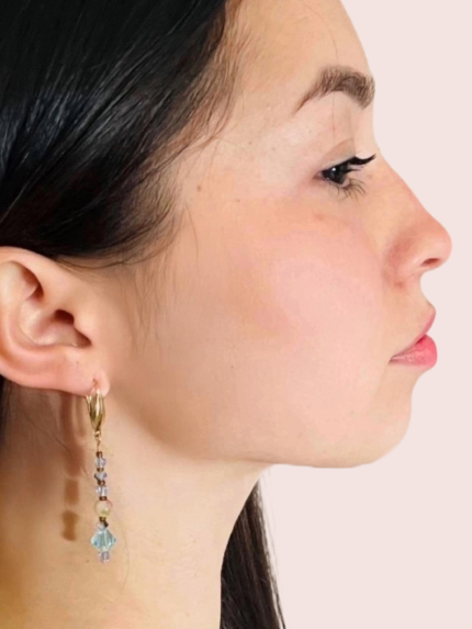 Mar  pendientes de cristales de Swarovski y piedras lapislázuli.